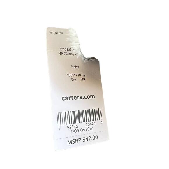 Carter's Baby 9m Bear Grey Knit Lined Sweater Jacket - Picture 6 of 7